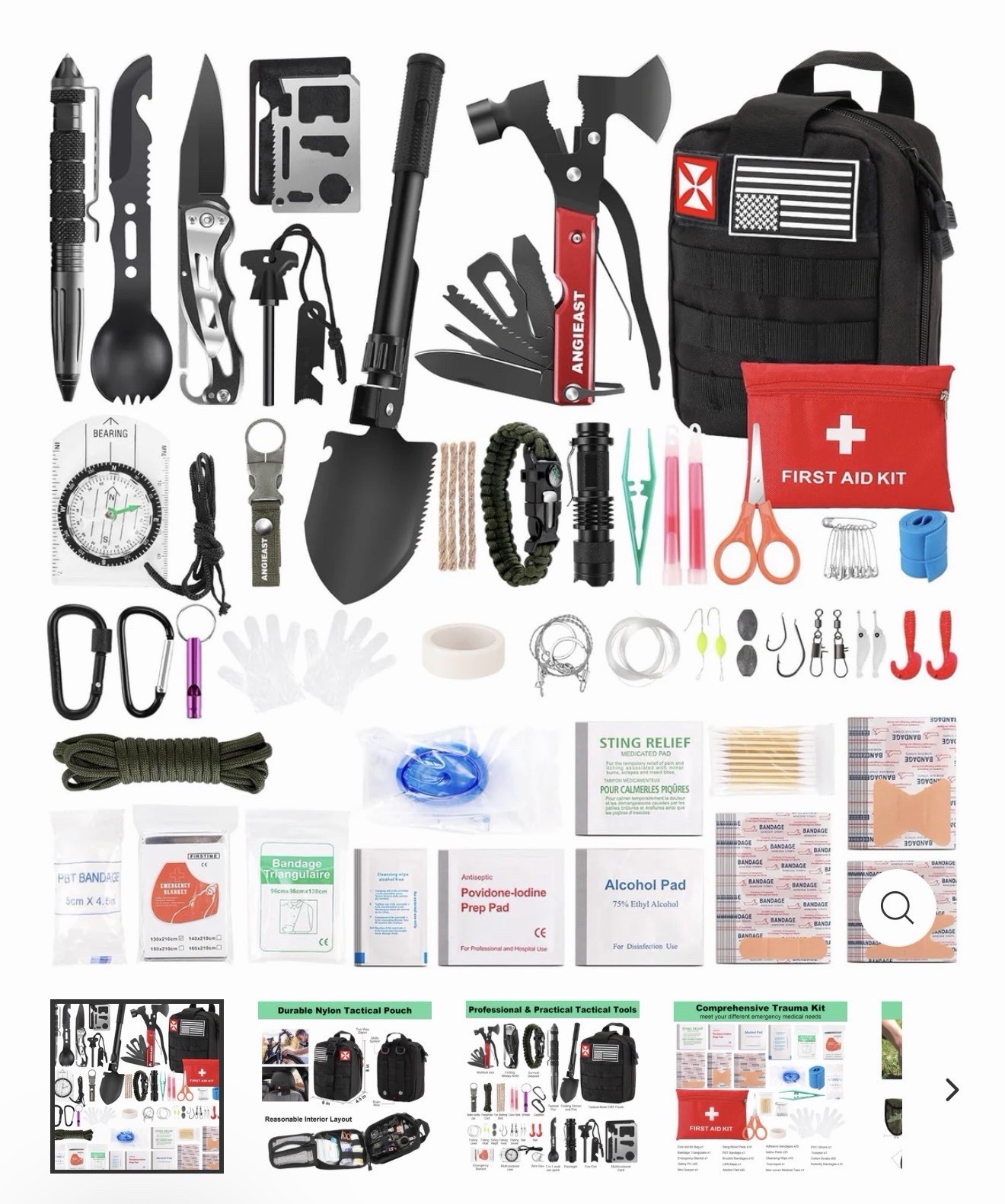 250 Piece Emergency Survival Kit with Survival Gear tools first aid