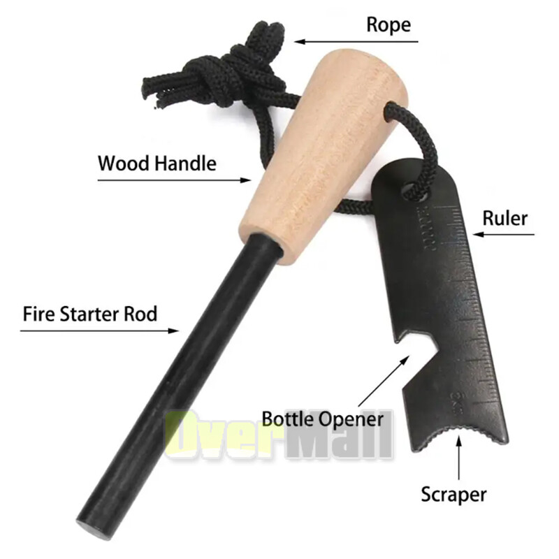 LOT 3/8″ x 5″ Ferrocerium (Ferro) Rod Flint Survival Fire Starter Kit Fire Steel