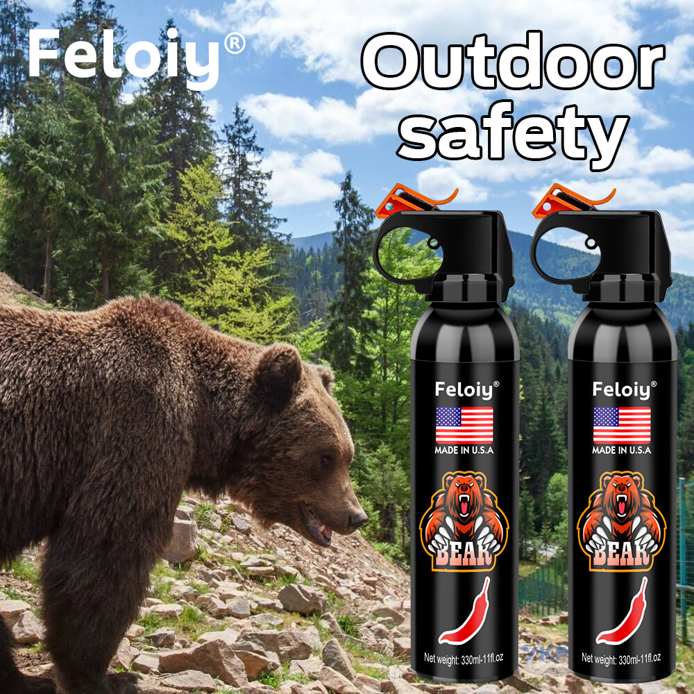 2 Pack Feloiy 30 Feet BEAR Deterrent Repellent Spray 11 oz CAMPING HIKING