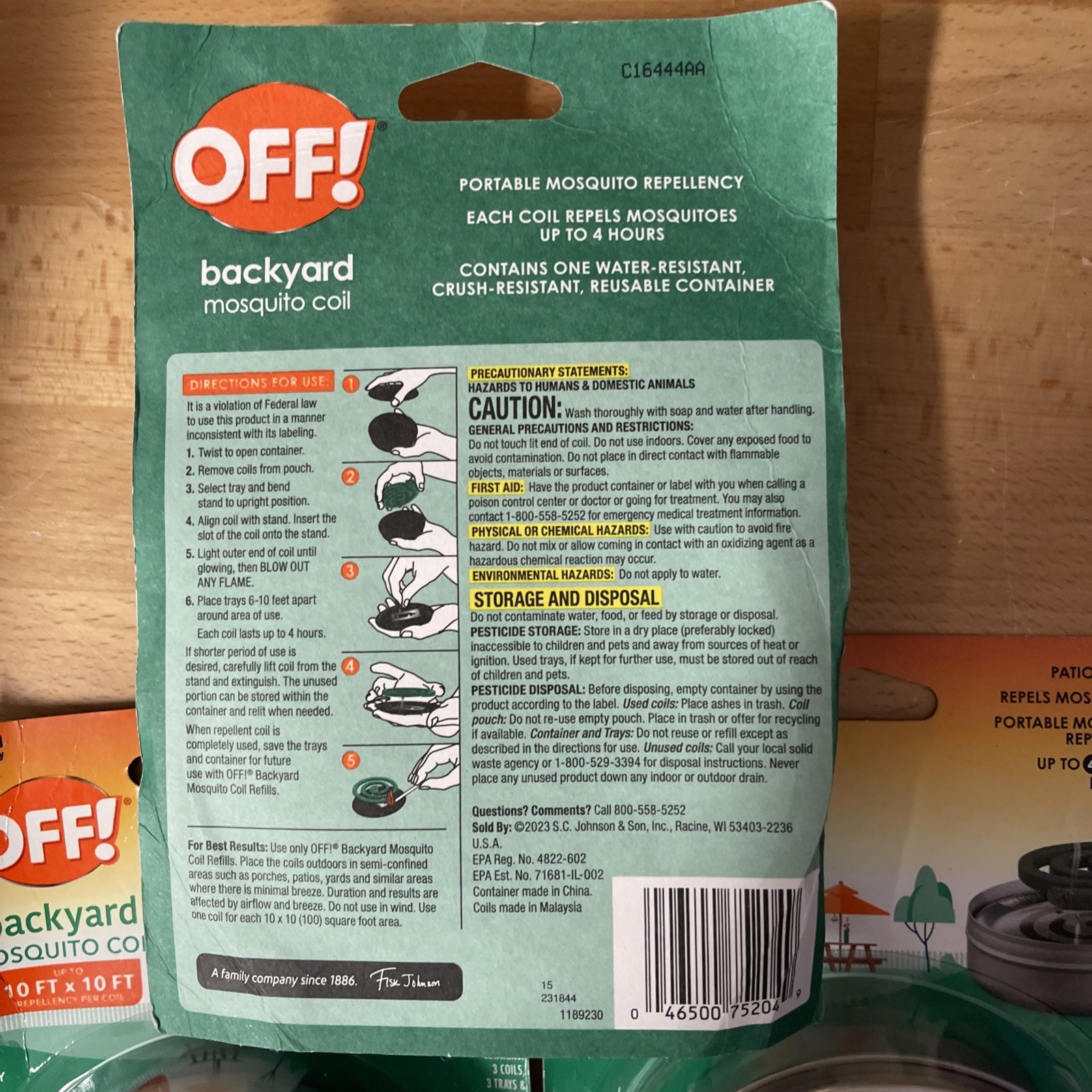 3pk- OFF Backyard Mosquito Coil Country Fresh Scent Covers 10′ x 10′ Per Coil Ea