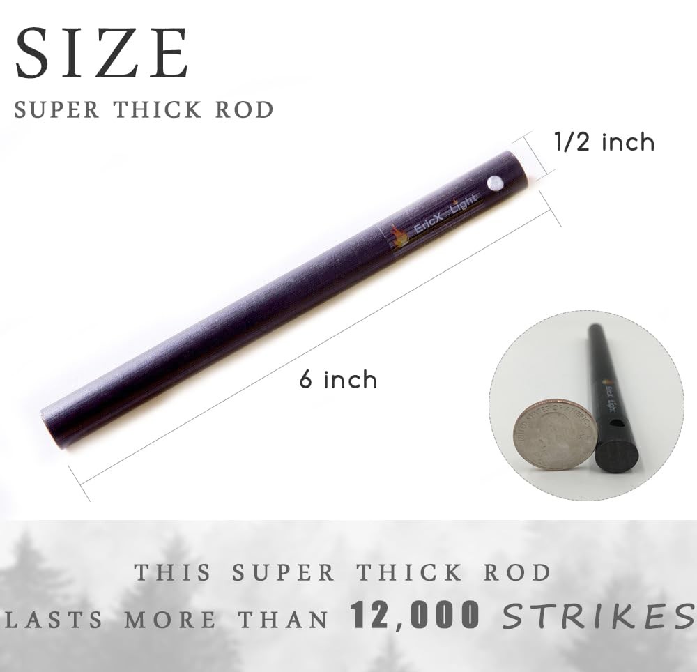 EricX Light 2 PCS 1/2 Inch X 6 Ferrocerium Rod Flint 6 x 0.5