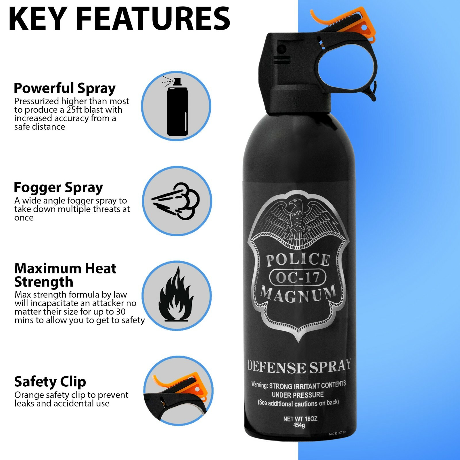 Police Magnum pepper spray 16 oz Fire Master Fogger Defense Security Protection