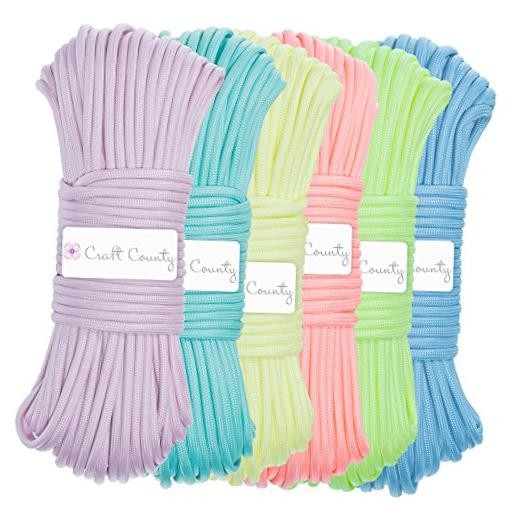 Glow in The Dark Zesty 21 Strand Luminous 550 Paracord – 10 feet Light Purple