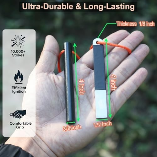 4 Portable Pocket Waterproof Ferrocerium Ferro Rod Fire Starter Survival Tool…