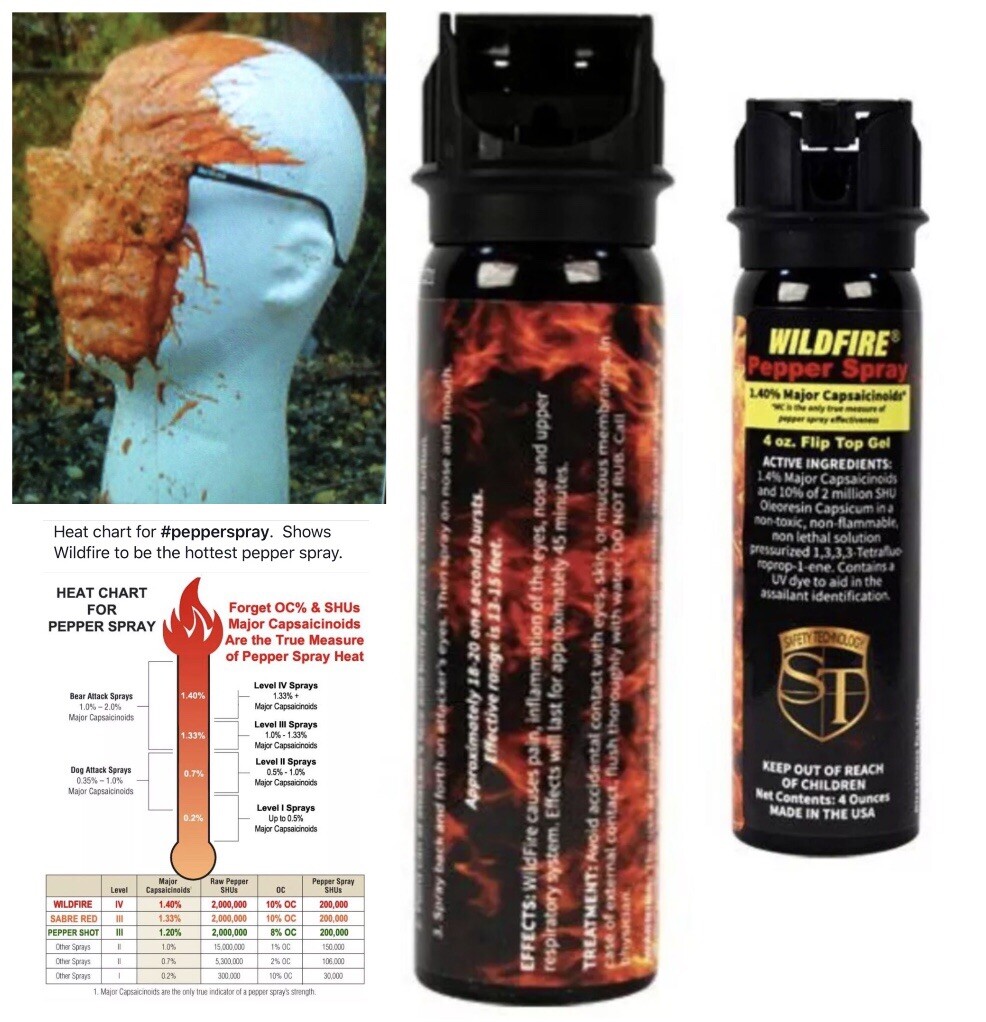 HOTTEST Wildfire Sticky Pepper GEL Self Defense 4oz Spray 10% OC 1.4% MC UV Dye