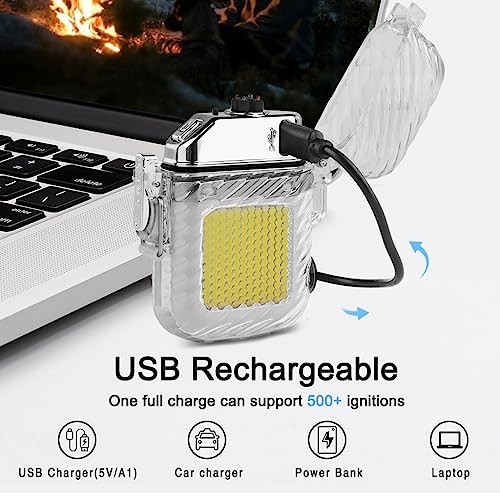 Luminous 3 Modes of Flashlight Windproof Waterproof Lighter Electric Silver