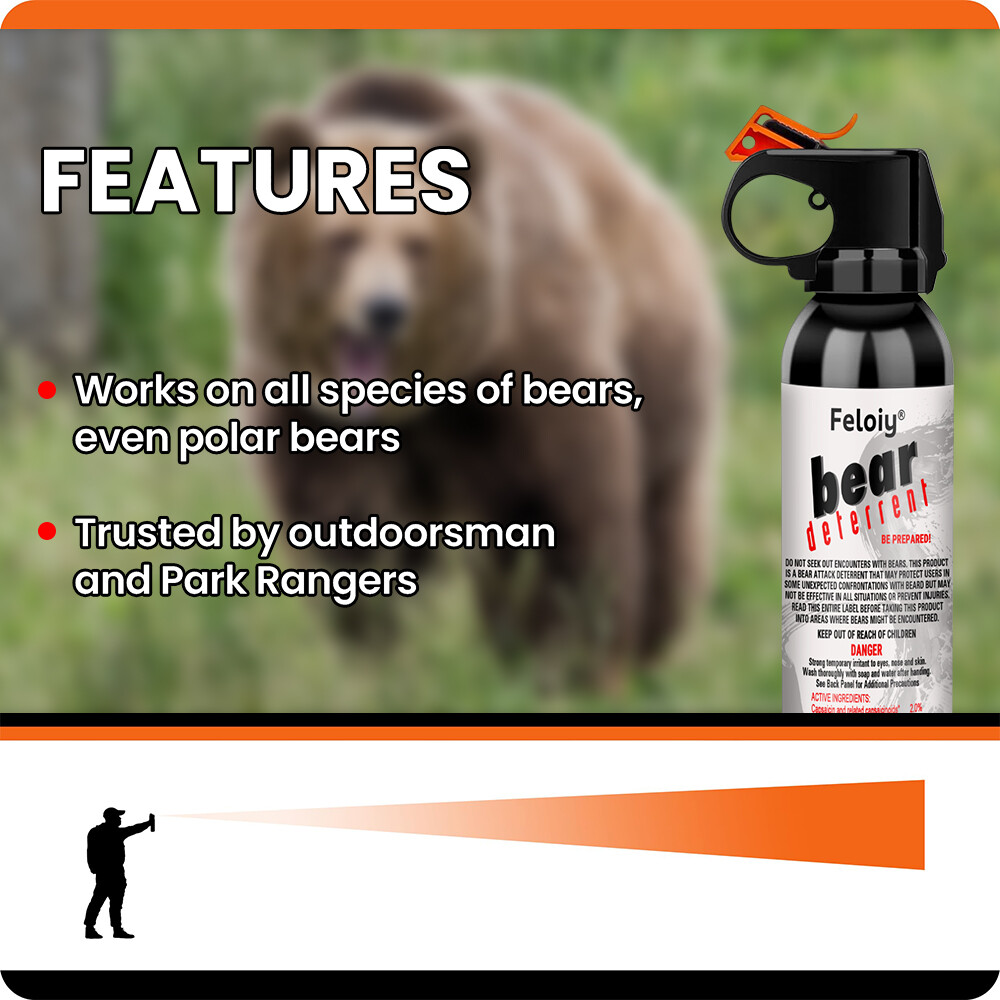 Feloiy Pepper Spray w/ Holster, 11 oz Cans, 30 ft Range, NEW