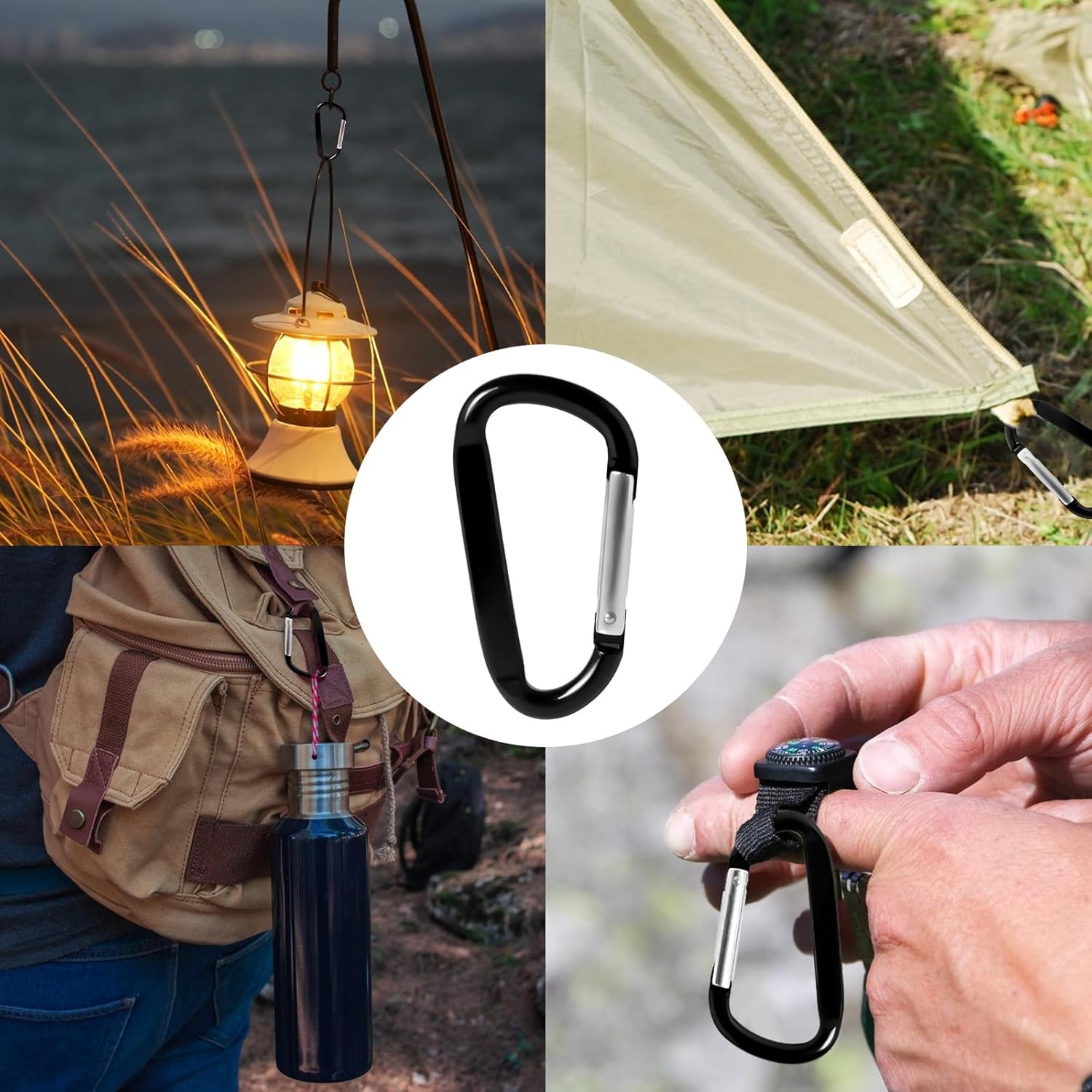Aluminum Carabiner Clip, Carabeaner D Ring Shape,Spring Snap Key Chain Clip Hook