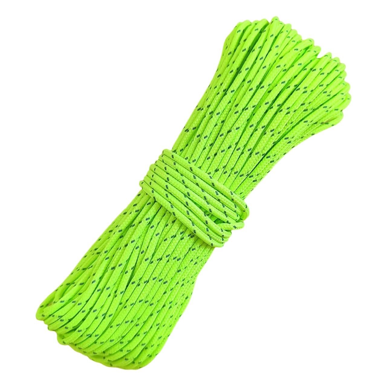 Legnowit 2mm Fluorescent Reflective Guyline Camping Green-65 ft, Green