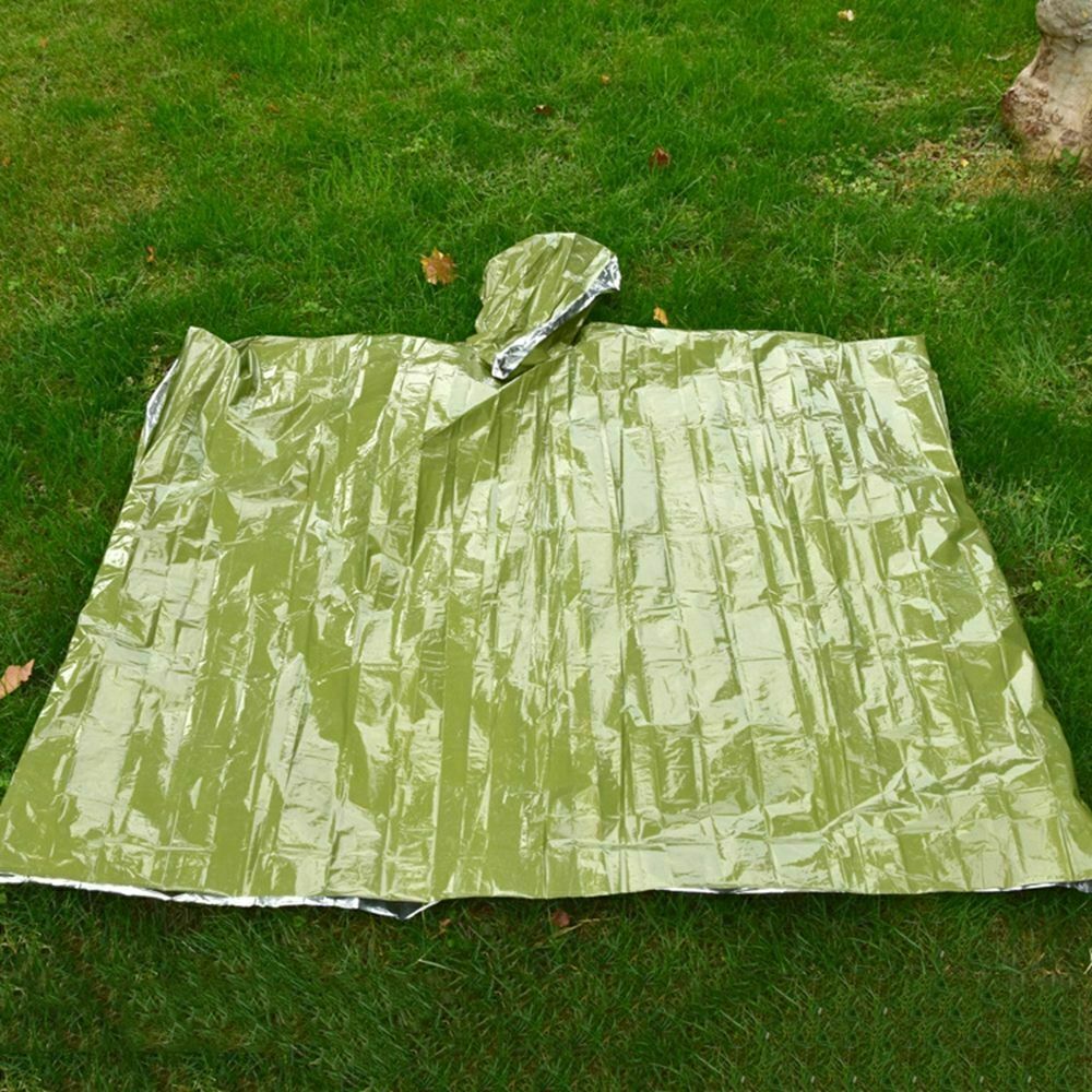 4Pack Reusable Mylar Thermal Blanket Poncho Emergency Survival Rain Camping Gear