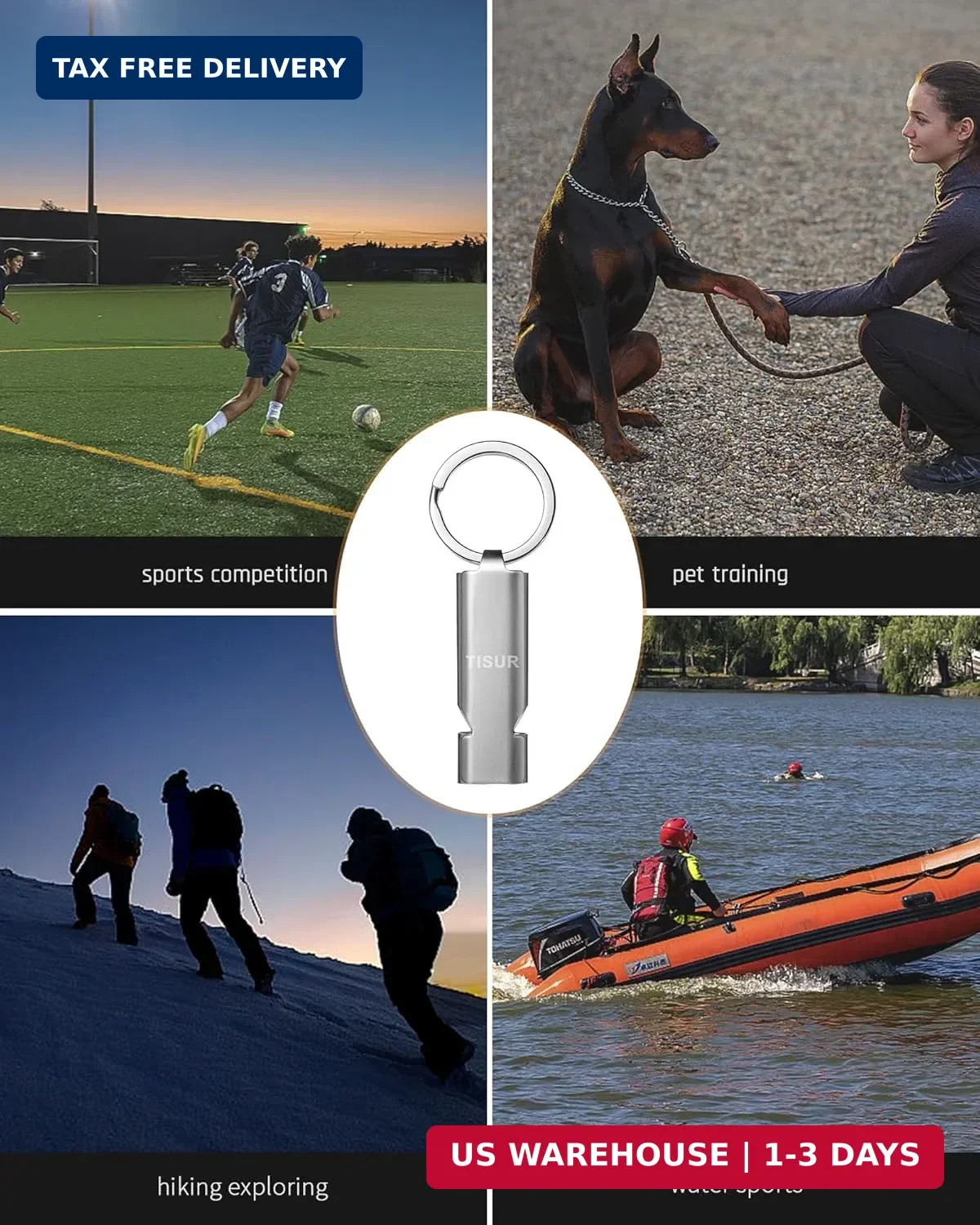 TISUR Loud Emergency Whistles,130db+ Lifeguard Safety Whistle Keychain for Survi