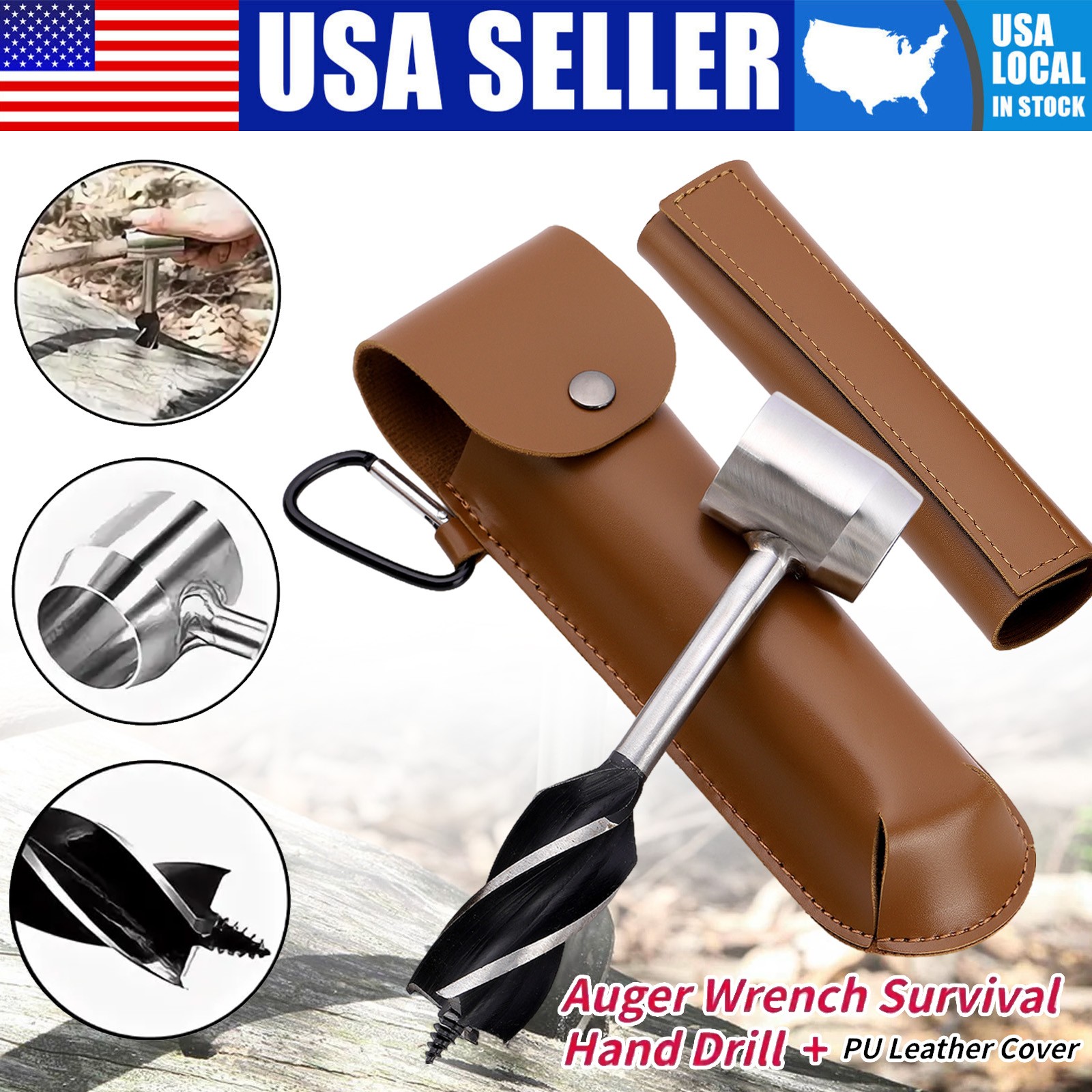 Bushcraft hand auger settlers wrench manual hole drill for survival & camping