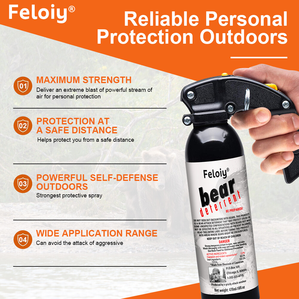 Feloiy Bear Spray, 1 PACK, 16 oz Cans, 35 ft Range, NEW