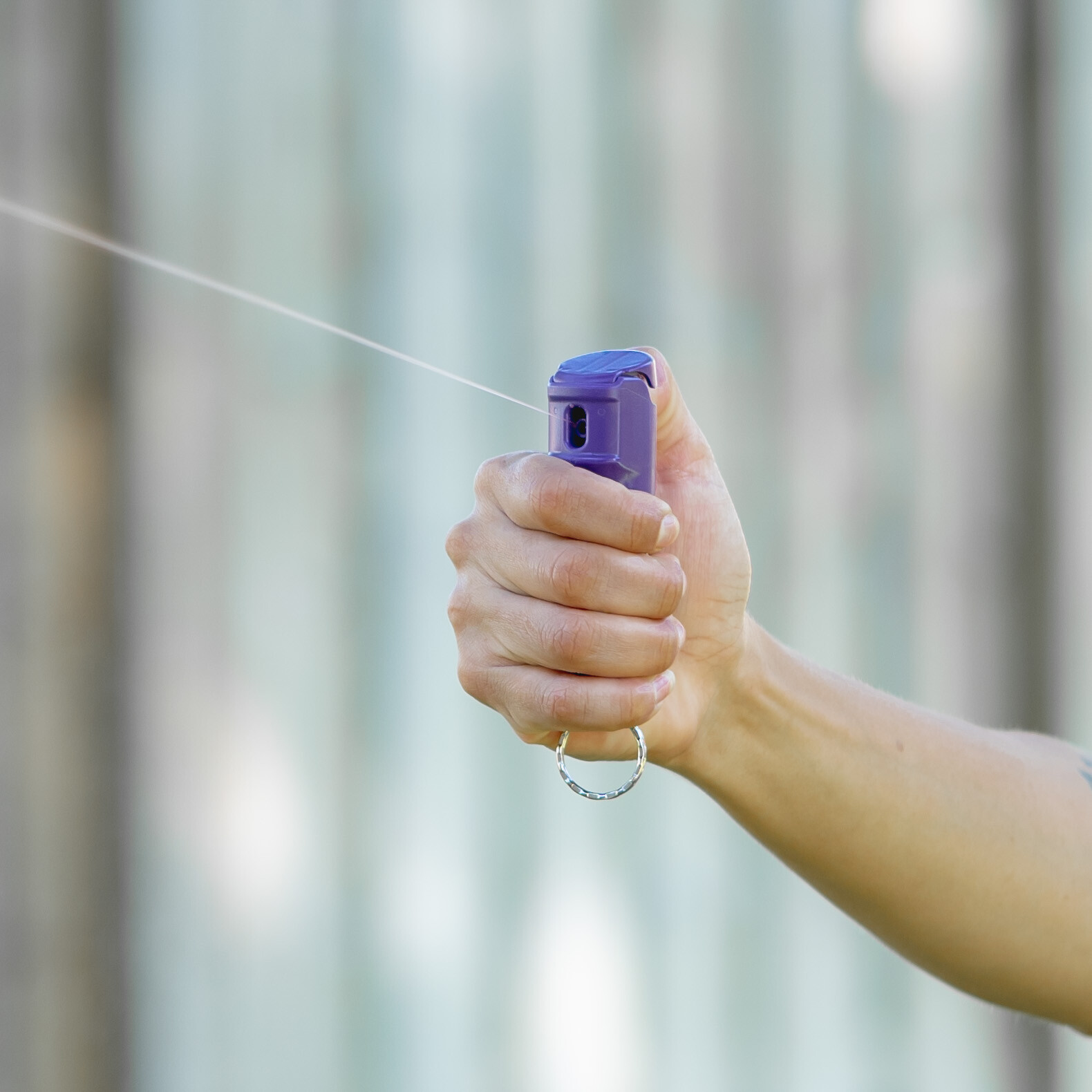 POLICE MAGNUM Pepper Spray Keychain Self Defense- 2 Pack .50oz Purple Flip Top