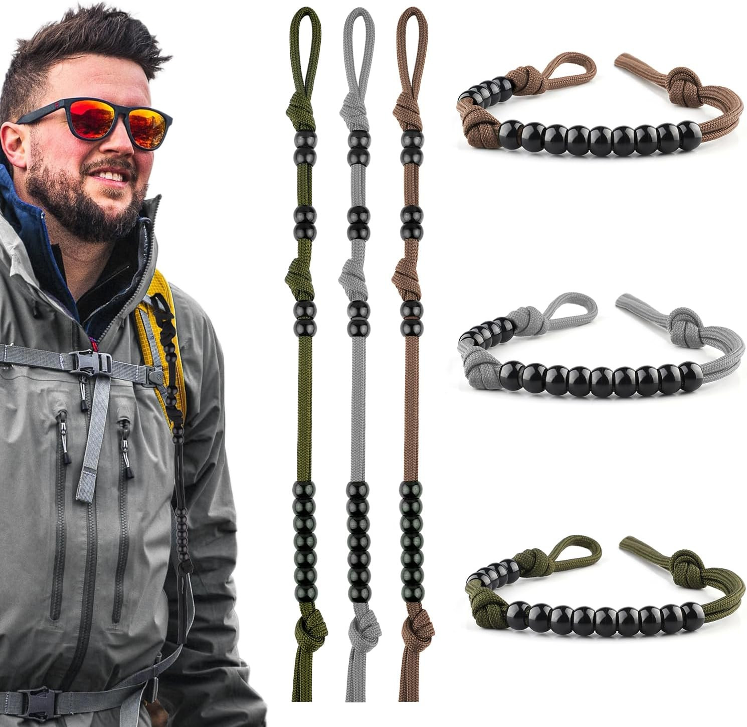 3-Piece Ranger Beads Pace Counter Kit for Hiking and Swimming Distance Tracking