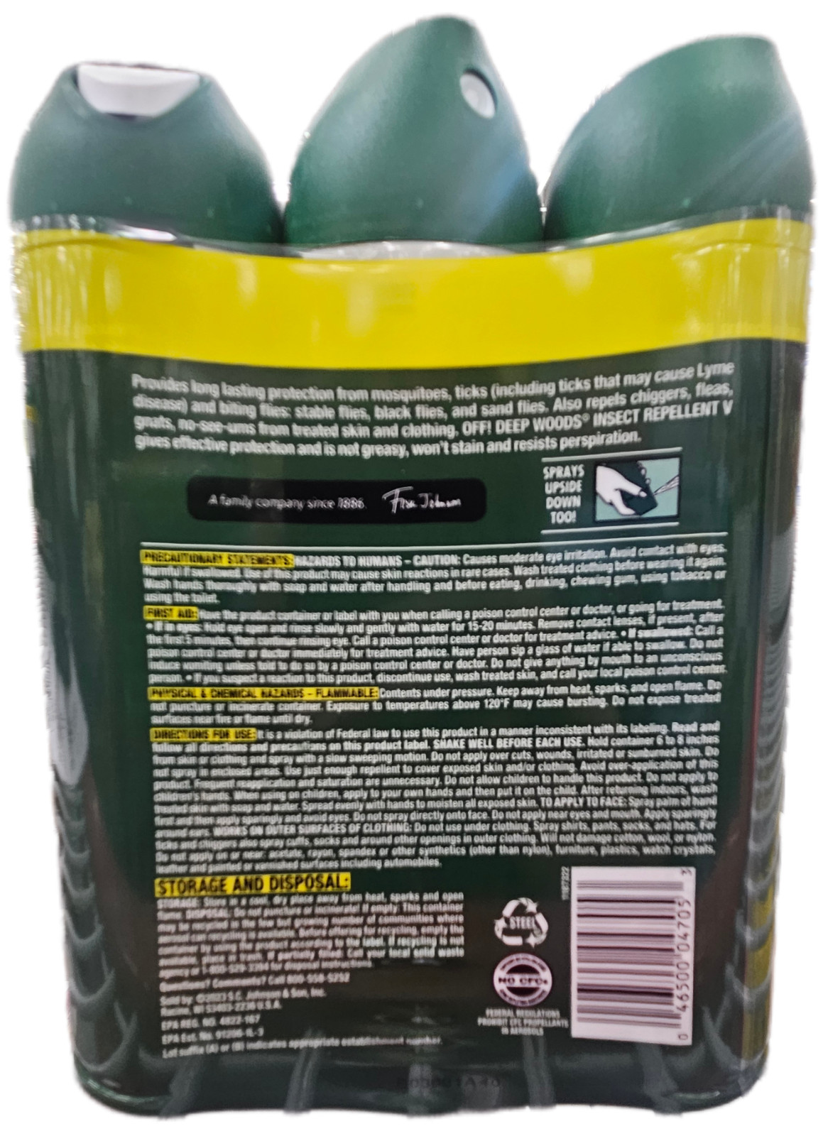 3 PK OFF! Deep Woods Insect repellent spray – 3 Large Canisters — NEW!