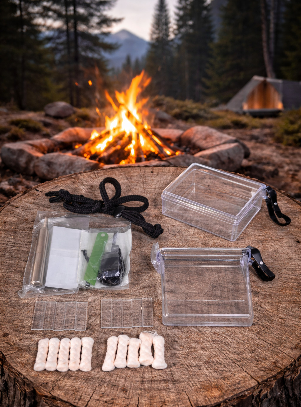 24 Pcs. Fire Starter Kit in a Waterproof Case for Camping Hiking Tactic Survival