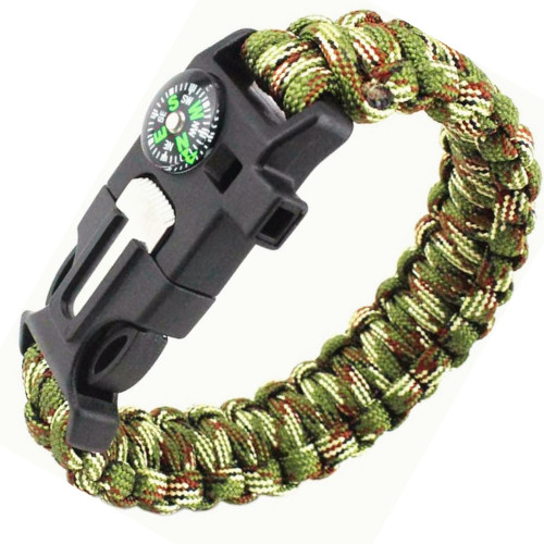 Survival Paracord Bracelet | Survival Kit Fire Starter | Compass 5 Pack Camo New