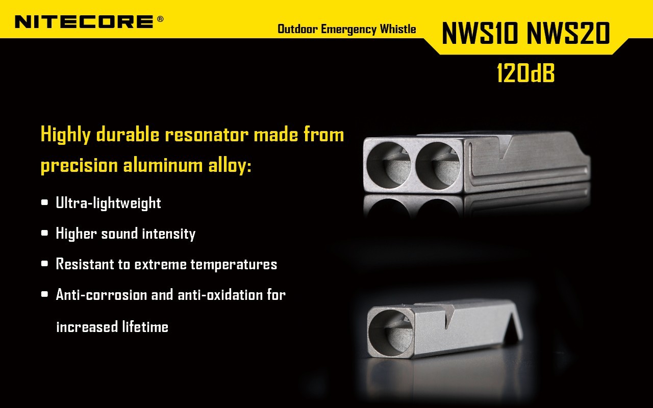 Nitecore NWS10 Whistle Outdoor Emergency TC4 Titanium Alloy Survival SOS Caller