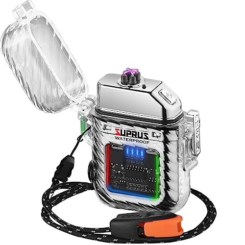 Luminous 3 Modes of Flashlight Windproof Waterproof Lighter Electric Silver