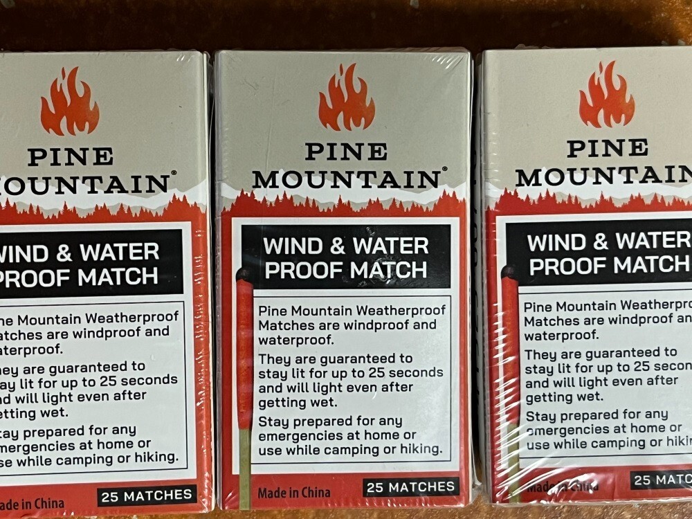 3 packs Pine Mountain Matches of 25 (75 matches) Windproof Waterproof (NEW)
