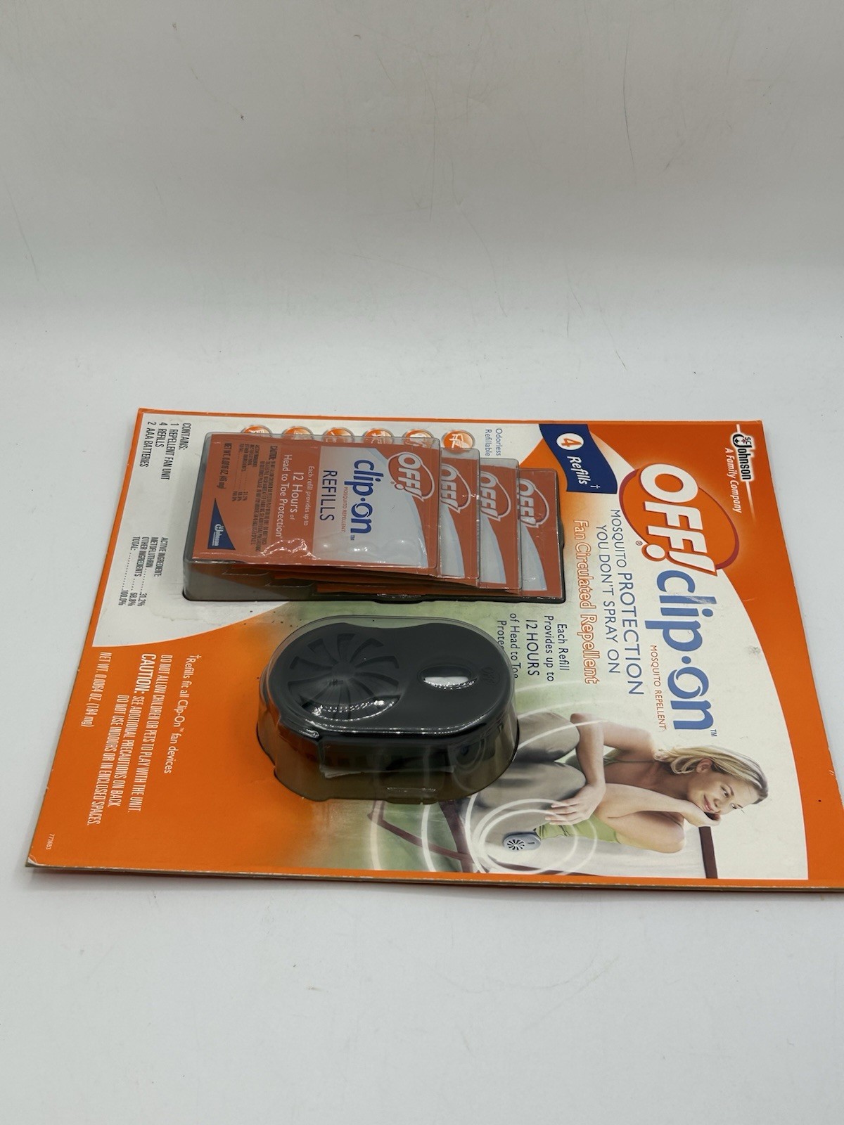 Brand New Off! Clip On Mosquito Fan Circulated Repellent 1 Unit + 4 Refills