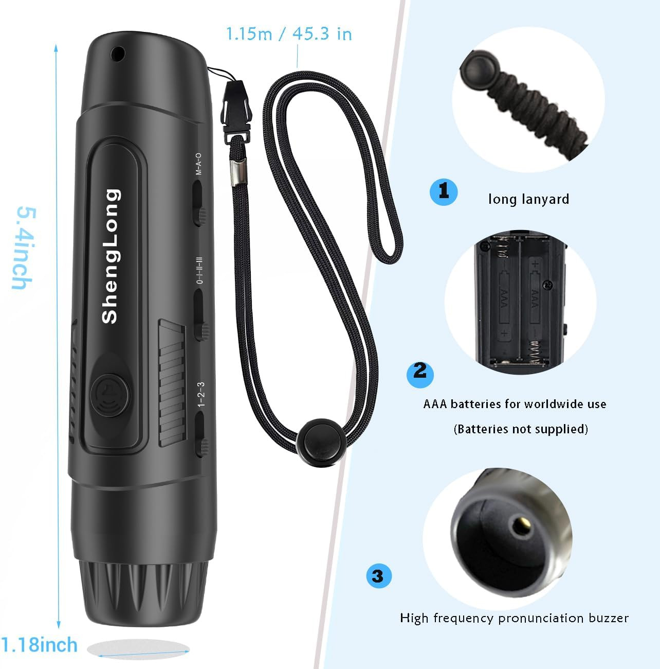 Electronic Whistle with 3 Tones & 3 High Volume Settings – Battery Powered Emerg