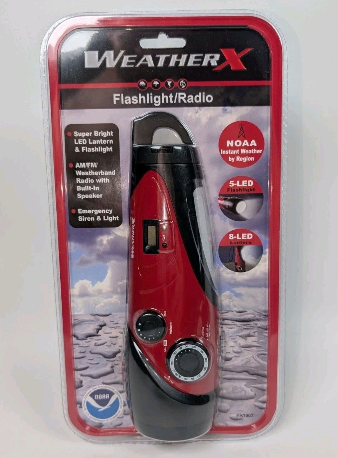 WeatherX Emergency NOAA Weather Radio Flashlight FR1807 LED Lantern AM/FM Siren