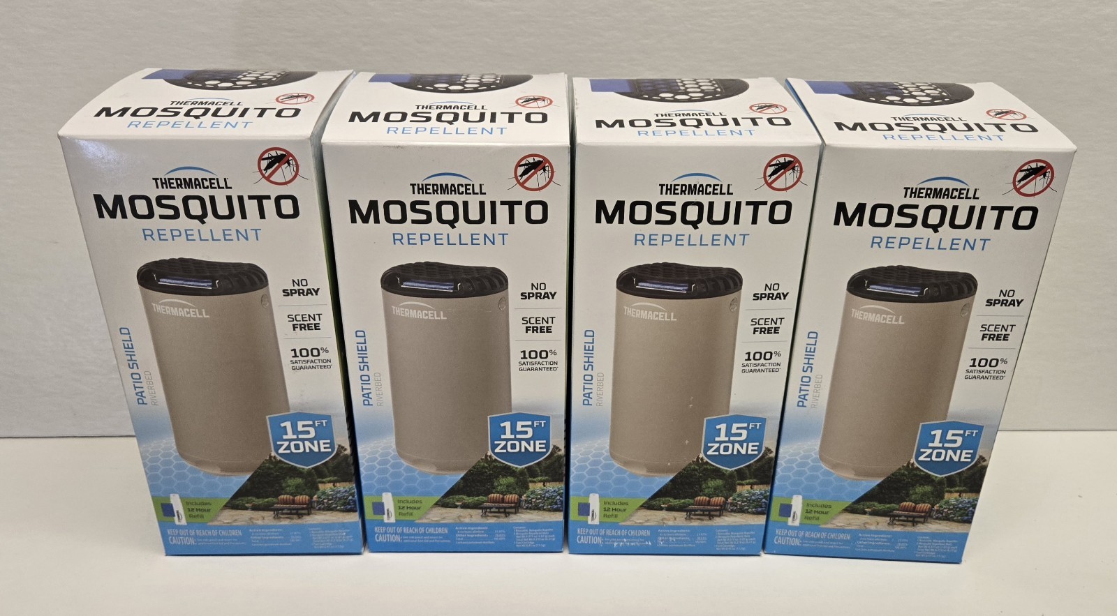 LOT OF 4 Thermacell Patio Shield 15 FT Coverage Zone Mosquito Repellent, Tan
