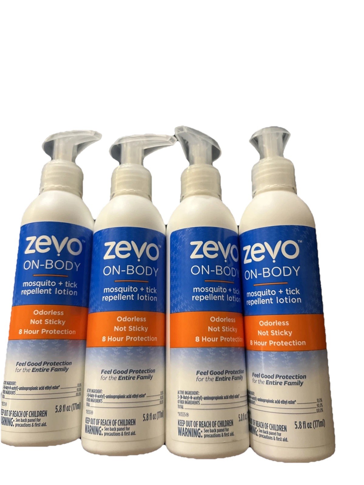 Zevo On Body Mosquito + Tick repellent Lotion 5.8 fl. oz 4 Bottles
