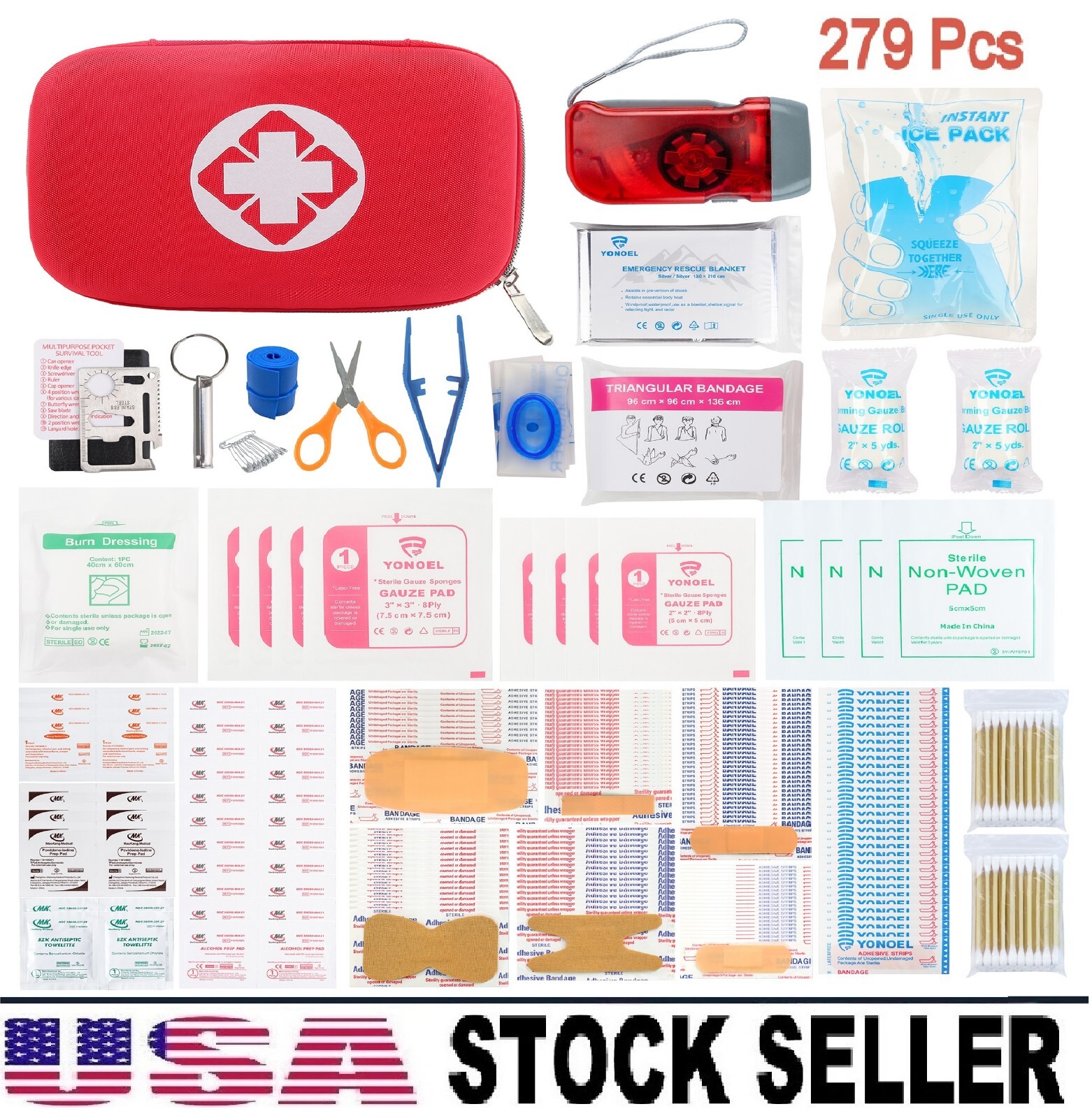 279 Pc EVA Hard Case First Aid Kit Emergency Trauma Military Survival Travel