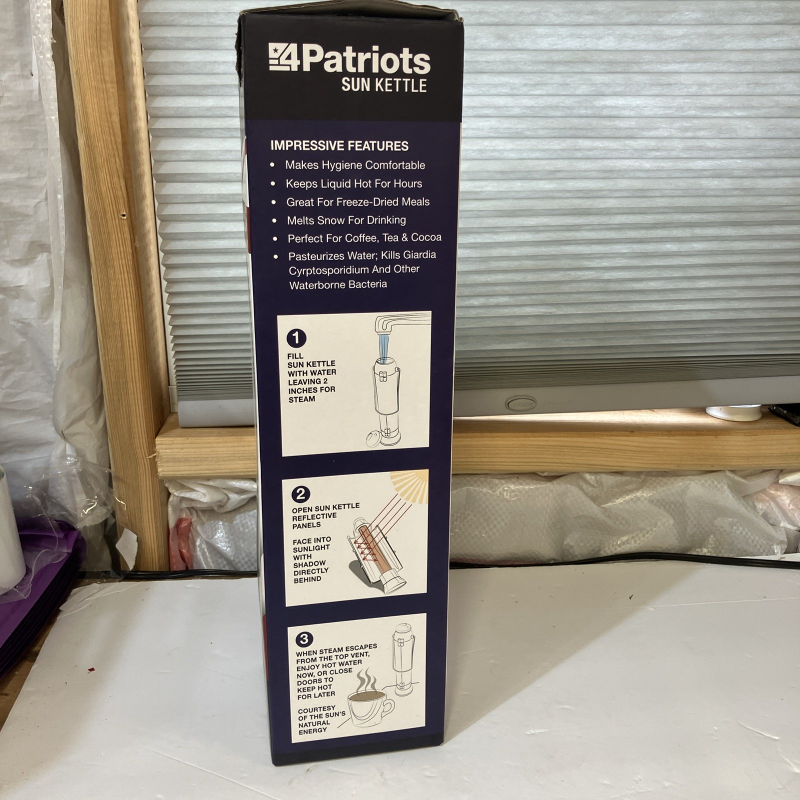 4 Patriots Sun Kettle Water Heater Portable Solar Thermos 16.9fl oz Camping Cook