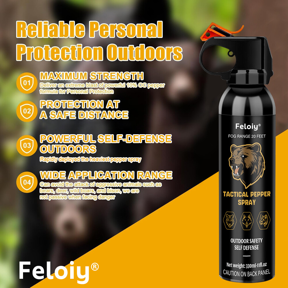 Feloiy Bear Spray Self Defense w/ Holster, 11 oz Cans, 20 ft Range NEW