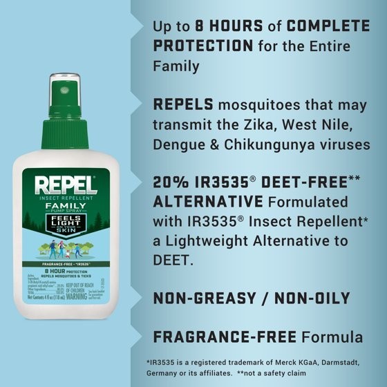 2 pack Repel Insect and Mosquito Repellent Family Pump Spray, DEET-Free Bug Spra