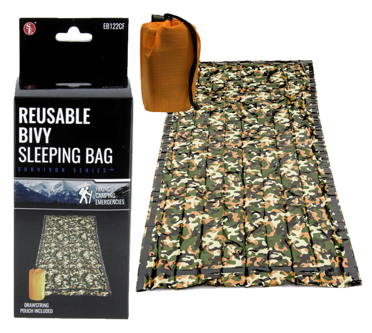 Camouflage Heavy Duty Emergency Aluminized PE Camo Sleeping Bag 84″ x 36″