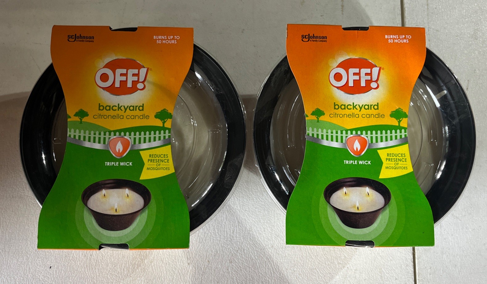 OFF! Backyard Citronella Scented Triple Wick Tabletop Candle ,Qty 2, 50 Hr Burn