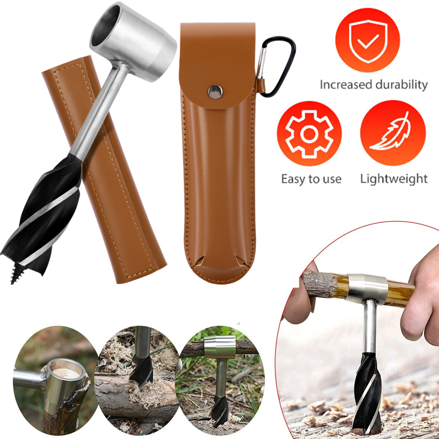 Manual Hand Auger Wrench Outdoor Survival Gear Wood Drill Kit for Bushcraft Tool