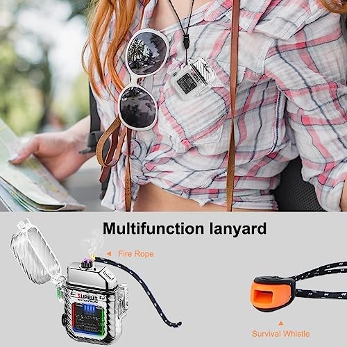 Luminous 3 Modes of Flashlight Windproof Waterproof Lighter Electric Silver